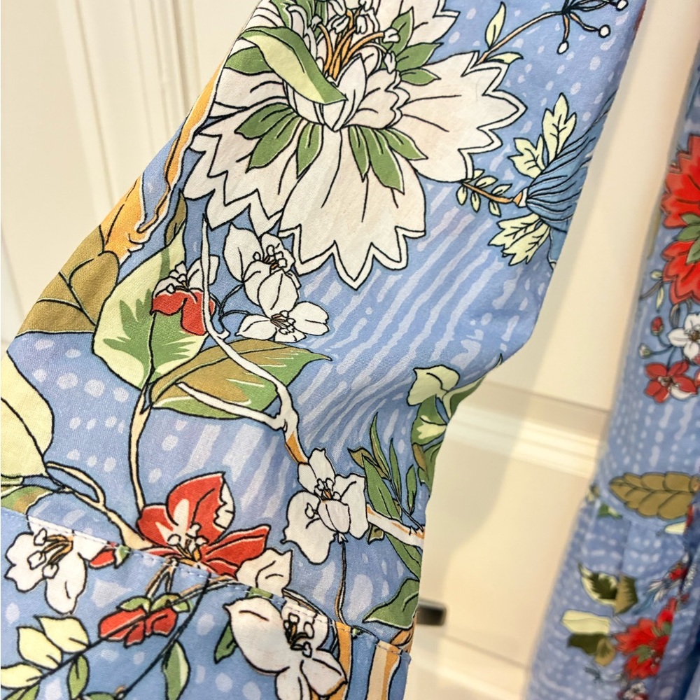 Johnny Was Cotton Floral Blue Long Sleeve Dress - Picture 4 of 7
